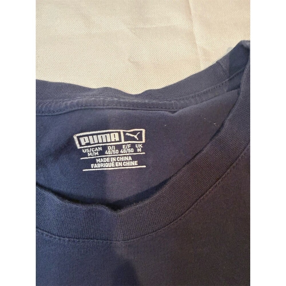 Puma Pink Dolphin T-Shirt Mens Size M Navy Blue Graphic Short Sleeve Streetwear - Picture 2 of 9
